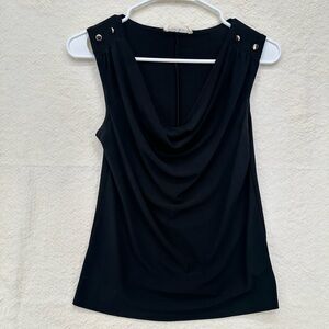 Black Cowl Neck Draped Top Tiffany & Grey
